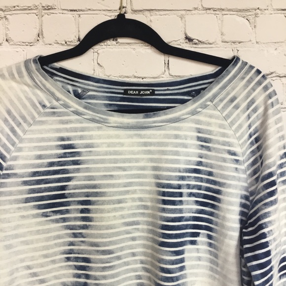 DEAR JOHN LONG SLEEVE DISTRESSED STRIPE WITH ZIP - Picture 3 of 7